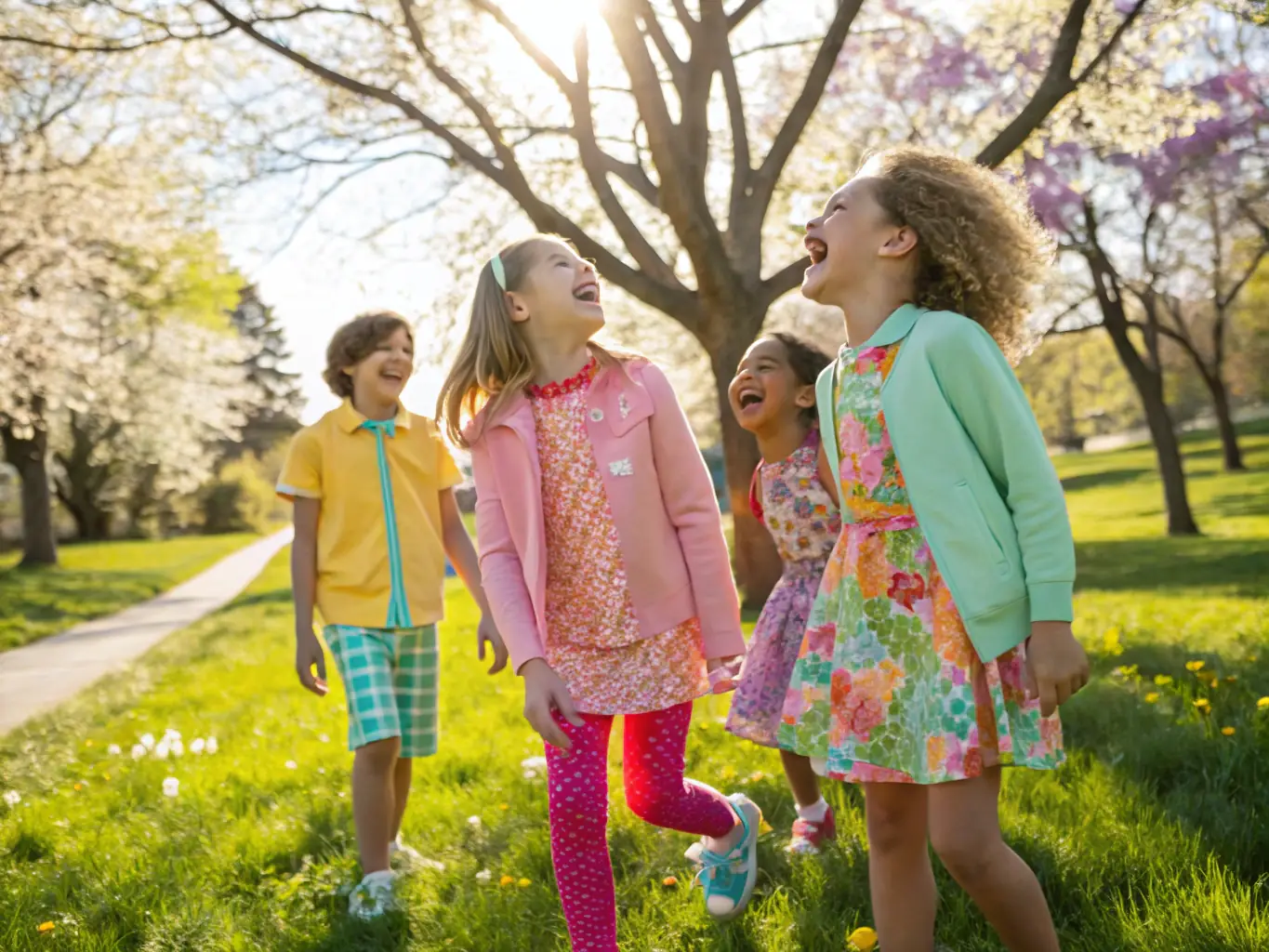 A group of children laughing and playing together during a U.S.E.P outdoor activity, showcasing the joy and camaraderie fostered by the program.