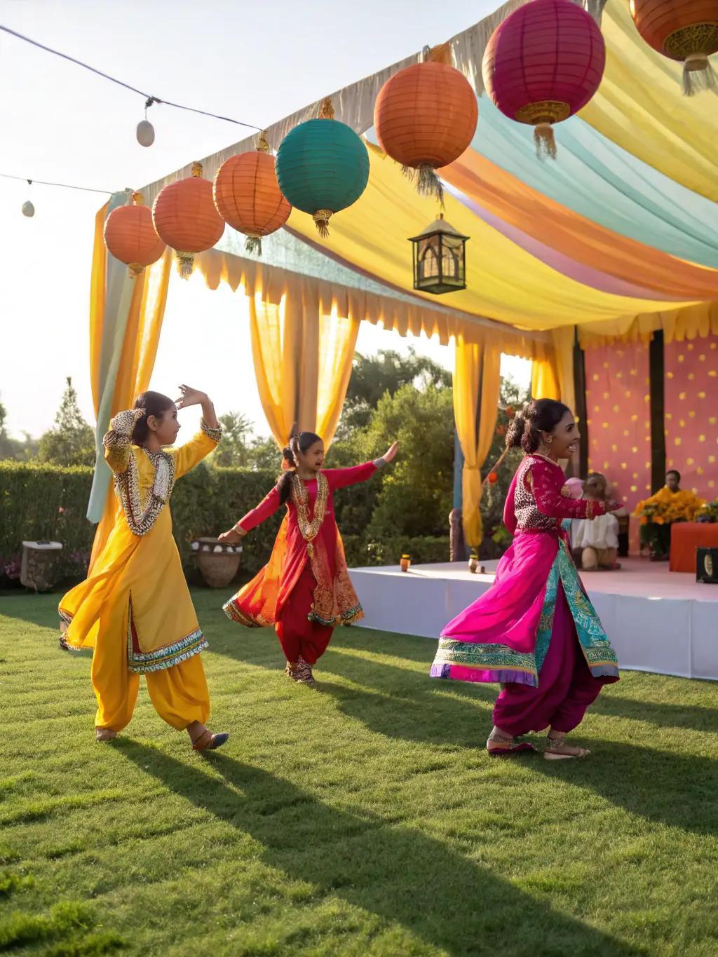 Children participating in a cultural exchange event, showcasing traditional dances and costumes from different regions.